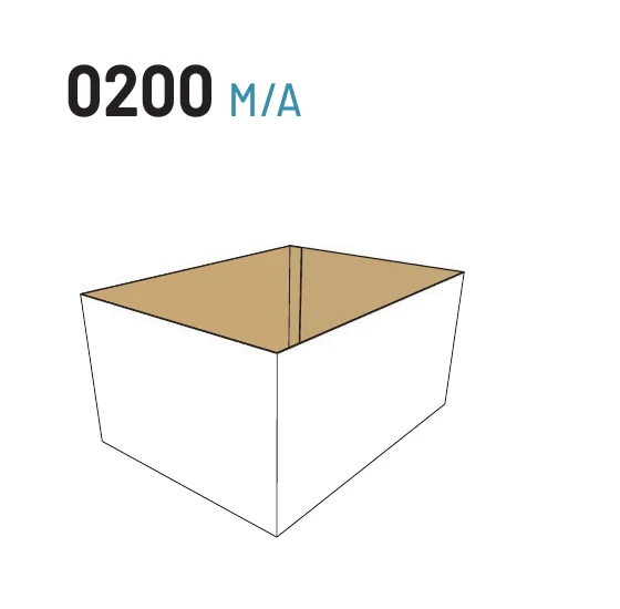 FEFCO 0200 kutu yapısının resmi katalog çizimi